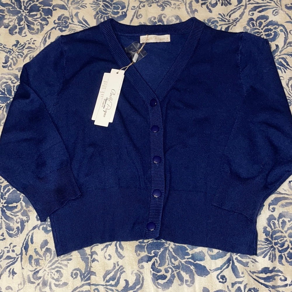 Blue crop cardigan
